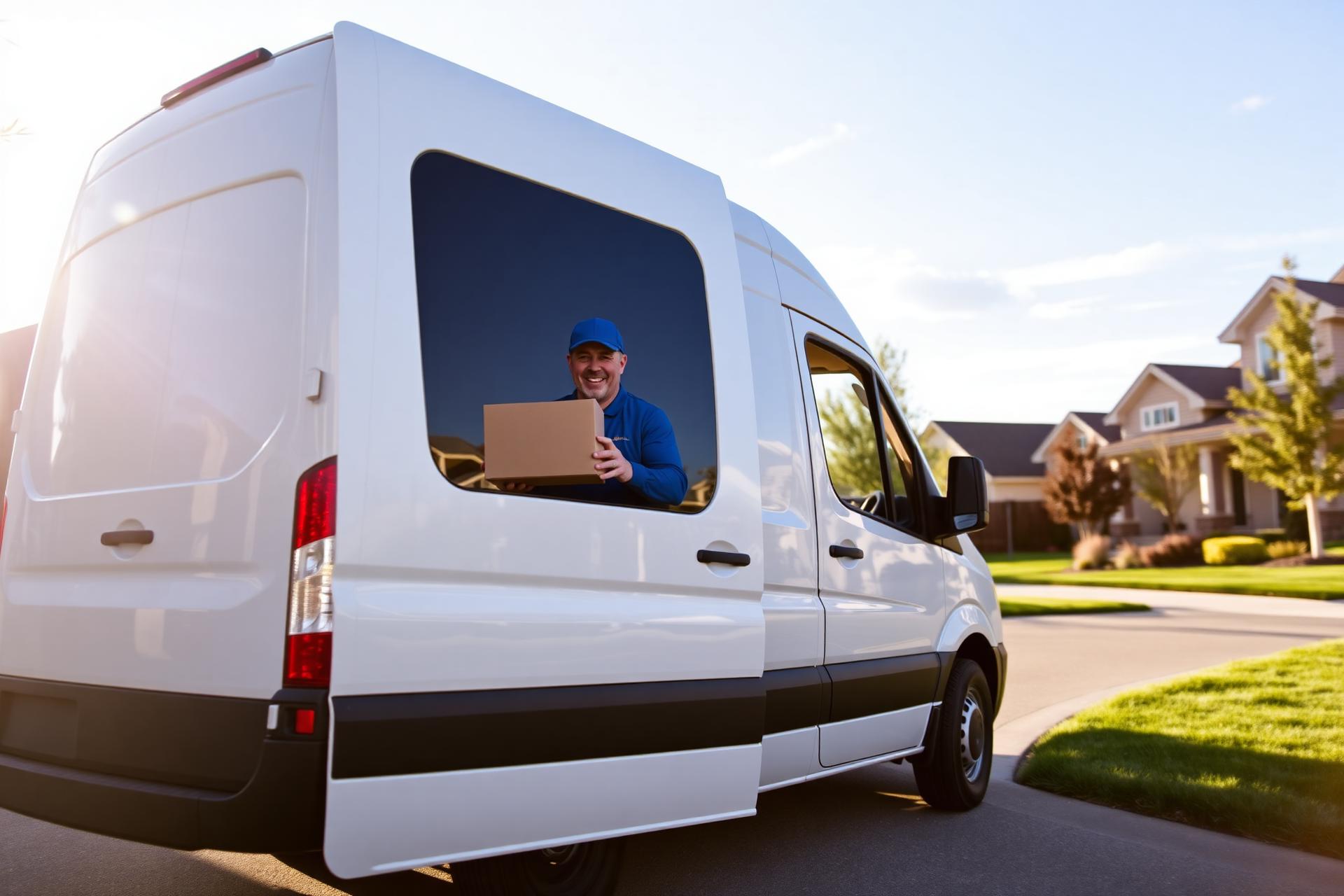 Speedbox delivery driver with package